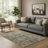 5' X 8' Coffee Ivory And Gold Floral Washable Area Rug With UV Protection