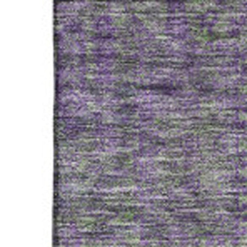 5' X 8' Fern Green And Purple Floral Washable Area Rug With UV Protection