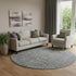 8' Fern Green And Purple Floral Washable Round Rug With UV Protection