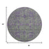 8' Fern Green And Purple Floral Washable Round Rug With UV Protection