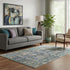 5' X 8' Green Blue And Beige Floral Washable Area Rug With UV Protection