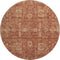 8' Chili Red And Copper Floral Washable Round Rug With UV Protection