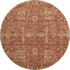 8' Chili Red And Copper Floral Washable Round Rug With UV Protection