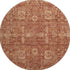 8' Chili Red And Copper Floral Washable Round Rug With UV Protection