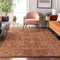 9' X 12' Chili Red And Copper Floral Washable Area Rug With UV Protection