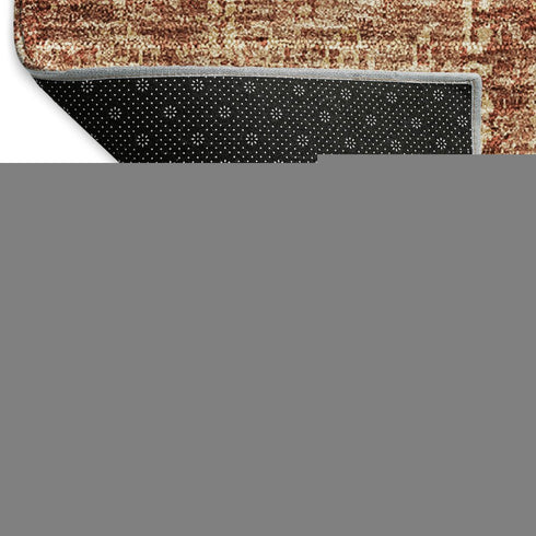 9' X 12' Chili Red And Copper Floral Washable Area Rug With UV Protection