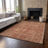 9' X 12' Chili Red And Copper Floral Washable Area Rug With UV Protection