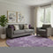 8' Purple And Ivory Floral Washable Round Rug With UV Protection