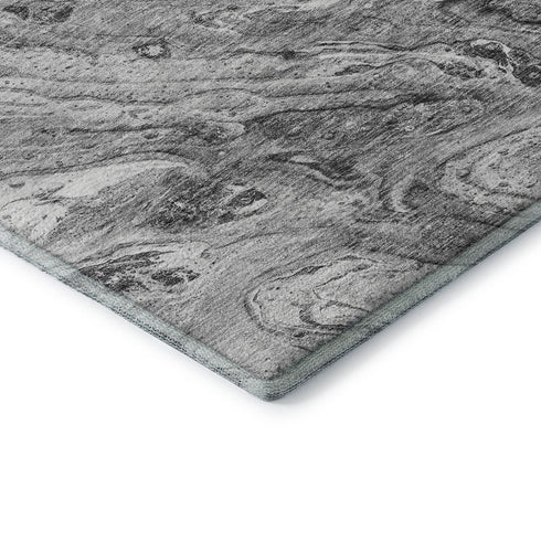 8' X 10' Gray And Ivory Abstract Washable Area Rug With UV Protection