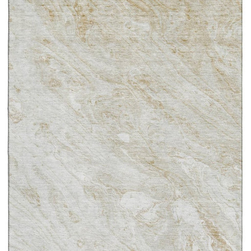 9' X 12' Ivory And Beige Abstract Washable Area Rug With UV Protection