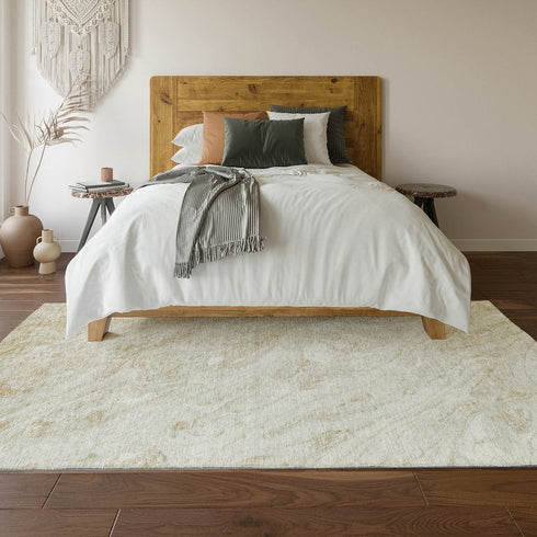 9' X 12' Ivory And Beige Abstract Washable Area Rug With UV Protection