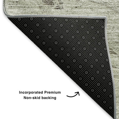 9' X 12' Taupe And Ivory Abstract Washable Area Rug With UV Protection