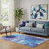 5' X 8' Blue Purple And Ivory Abstract Washable Area Rug With UV Protection