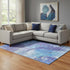 8' X 10' Blue Purple And Ivory Abstract Washable Area Rug With UV Protection