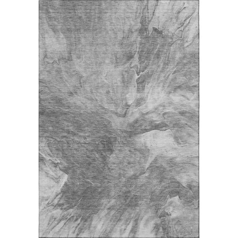 5' X 8' Gray And Ivory Abstract Washable Area Rug With UV Protection