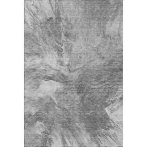 8' X 10' Gray And Ivory Abstract Washable Area Rug With UV Protection