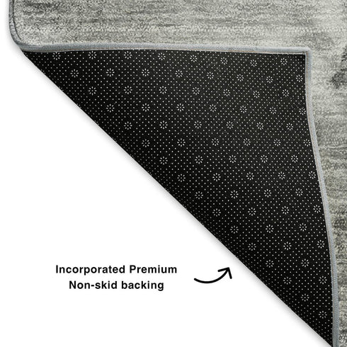 8' X 10' Gray And Ivory Abstract Washable Area Rug With UV Protection