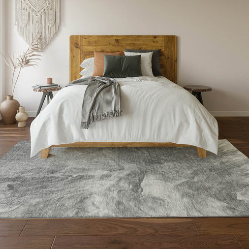 8' X 10' Gray And Ivory Abstract Washable Area Rug With UV Protection