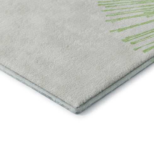 8' X 10' Artichoke Green And Ivory Abstract Washable Area Rug With UV Protection