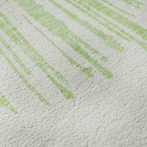 8' X 10' Artichoke Green And Ivory Abstract Washable Area Rug With UV Protection