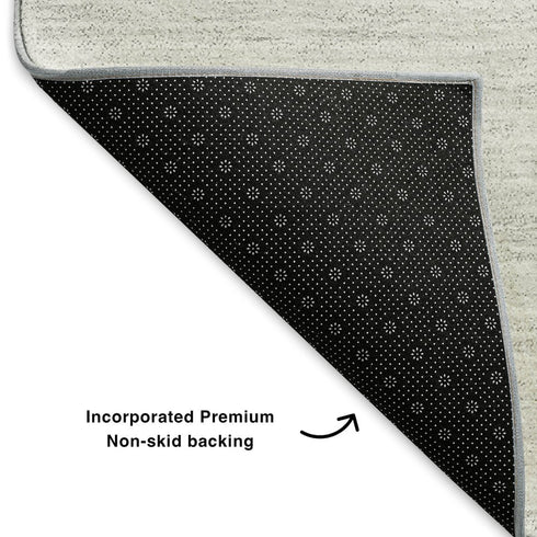 5' X 8' Black And Ivory Abstract Washable Area Rug With UV Protection