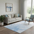 5' X 8' Denim Blue And Ivory Abstract Washable Area Rug With UV Protection