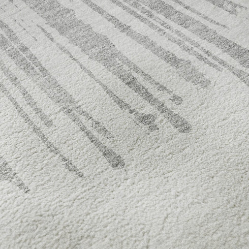 5' X 8' Gray And Ivory Abstract Washable Area Rug With UV Protection