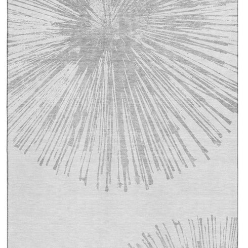 5' X 8' Gray And Ivory Abstract Washable Area Rug With UV Protection