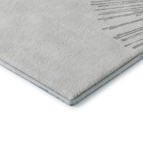 5' X 8' Gray And Ivory Abstract Washable Area Rug With UV Protection