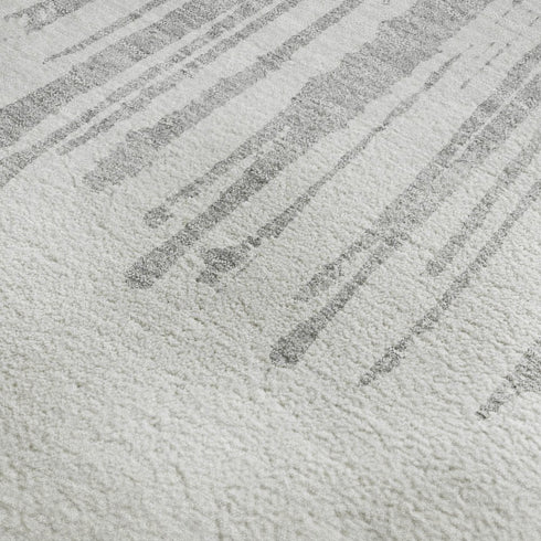 5' X 8' Gray And Ivory Abstract Washable Area Rug With UV Protection