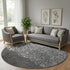 8' Charcoal And Ivory Abstract Washable Round Rug With UV Protection