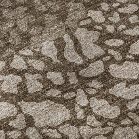 5' X 8' Chocolate And Ivory Abstract Washable Area Rug With UV Protection