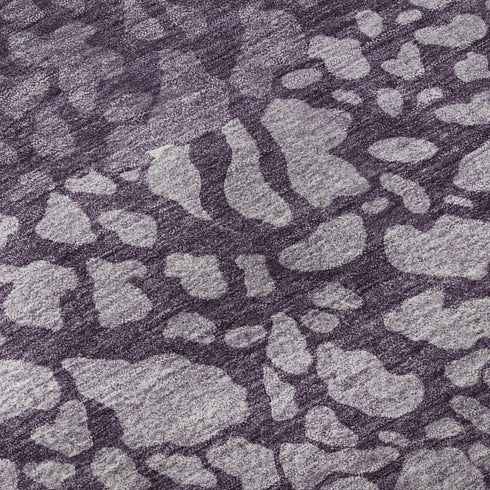 5' X 8' Eggplant And Ivory Abstract Washable Area Rug With UV Protection