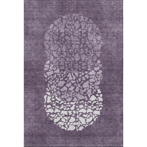5' X 8' Eggplant And Ivory Abstract Washable Area Rug With UV Protection