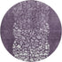 8' Eggplant And Ivory Abstract Washable Round Rug With UV Protection