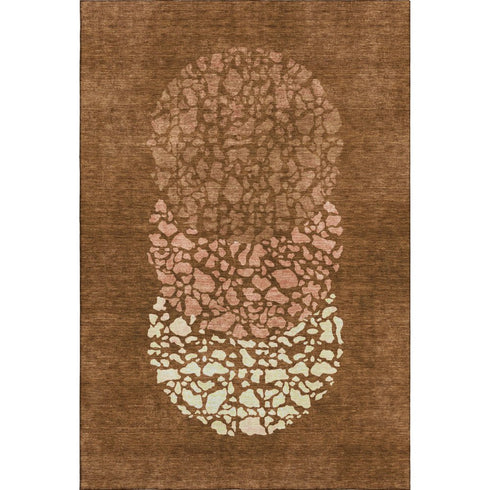 8' X 10' Chili Red And Ivory Abstract Washable Area Rug With UV Protection
