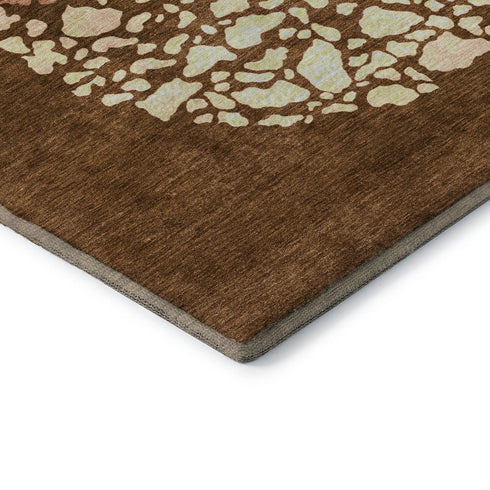 8' X 10' Chili Red And Ivory Abstract Washable Area Rug With UV Protection