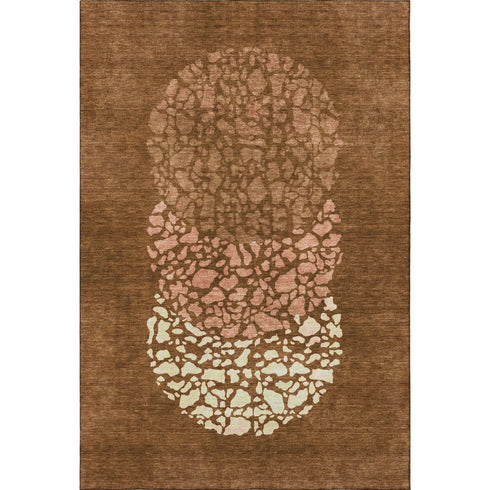 8' X 10' Chili Red And Ivory Abstract Washable Area Rug With UV Protection