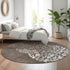 8' Taupe And Ivory Abstract Washable Round Rug With UV Protection