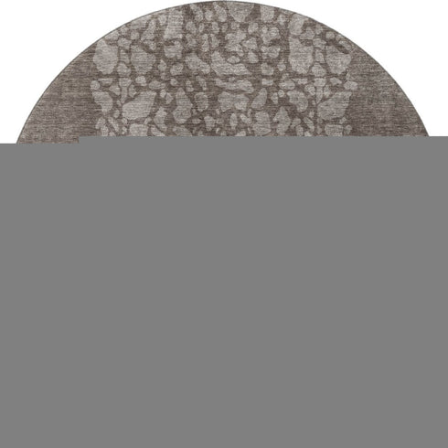 8' Taupe And Ivory Abstract Washable Round Rug With UV Protection