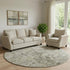 8' Taupe Beige And Gray Abstract Washable Round Rug With UV Protection