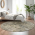 8' Taupe Beige And Gray Abstract Washable Round Rug With UV Protection