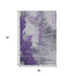 5' X 8' Purple Ivory And Gray Abstract Washable Area Rug With UV Protection