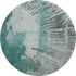 8' Teal Ivory And Gray Abstract Washable Round Rug With UV Protection