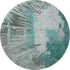 8' Teal Ivory And Gray Abstract Washable Round Rug With UV Protection