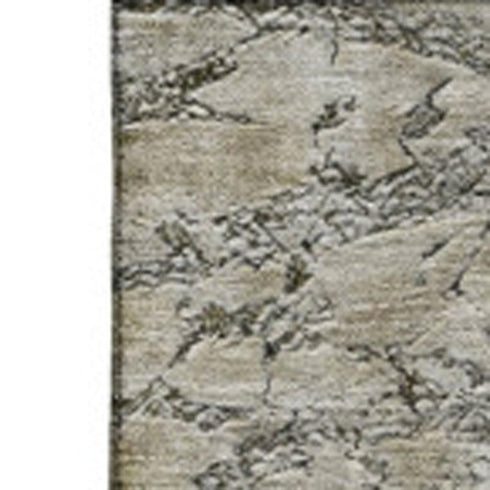 5' X 8' Brown Ivory And Gray Abstract Washable Area Rug With UV Protection