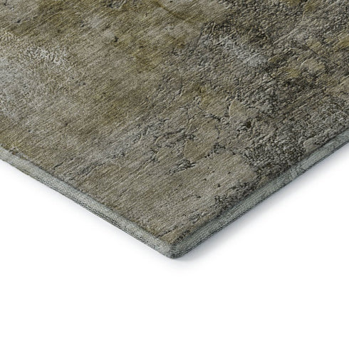 5' X 8' Brown Ivory And Gray Abstract Washable Area Rug With UV Protection