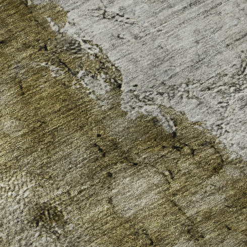 8' X 10' Brown Ivory And Gray Abstract Washable Area Rug With UV Protection