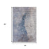 5' X 8' Blue Ivory And Gray Abstract Washable Area Rug With UV Protection