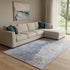 8' X 10' Blue Ivory And Gray Abstract Washable Area Rug With UV Protection